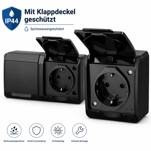 Aufputz steckdose ip44 - aufputz,